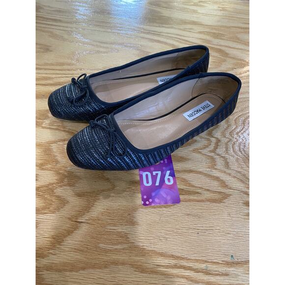Steve Madden Women's 8 M Black Slip-On Round Toe Comfort Bow Ballet Flats - Picture 1 of 3